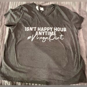 Isn't Happy Hour Anytime Mega Pint V-neck t shirt. NWOT